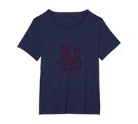 Meow and Forever Cat Lover Paw T-Shirt, Women's Plus, Navy, 2X