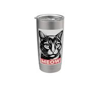 Meow Bold Cat Face Graphic Retro Stainless Steel Insulated Tumbler