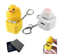 Meow Cat Fidget Toy - Meow and Duck Keychain,Rechargeable Meowkey Stress Reliever with Colorful Lights, Fun & Portable Anxiety Relief Toy,Suitable as a gift for cat lovers (Duck Quacking+Meow Cat)