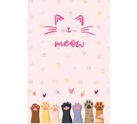 Meow Cat Notebook, 6x9 Inch, 120 Lined Pages: Cute Pink Journal with Cat Paws & Hearts, Adorable Gift Idea