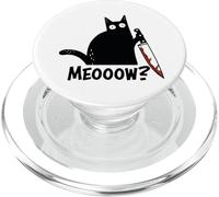 Meow Cat With Knife Funny Black Cat Horror Dark Humor PopSockets PopGrip for MagSafe