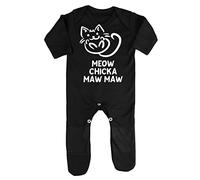 Meow Chicka Maw Maw Parody Baby Romper Jumpsuit with feet, 6-12 Months, Black