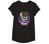 Meow-gic Happens with Cats Enchanting Crystal Ball T-Shirt, Girls, Black, Small
