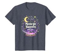 Meow-gic Happens with Cats Enchanting Crystal Ball T-Shirt, Kids, Heather Blue, 12 Years