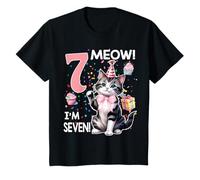 MEOW! I am 7 cat theme birthday outift for 7 year old girls T-Shirt