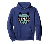 Meow I’m A Cat Funny Cat Lover Design with Paw Prints Pullover Hoodie