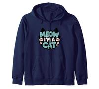 Meow I’m A Cat Funny Cat Lover Design with Paw Prints Zip Hoodie