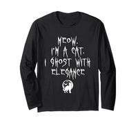 Meow Im A Cat I Ghost with Elegance Halloween Kitten Lover Long Sleeve T-Shirt