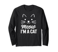 Meow I'm A Cat Lazy DIY Halloween Costume Men Women Kids Tee Long Sleeve T-Shirt