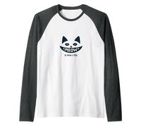 Meow is How I Feel - Cute Cat Face Design for Cat Lovers Raglan Baseball Tee, Men, Dark Heather/White, S