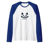 Meow is How I Feel - Cute Cat Face Design for Cat Lovers Raglan Baseball Tee, Men, Royal Blue/White, L