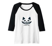 Meow is How I Feel - Cute Cat Face Design for Cat Lovers Raglan Baseball Tee, Women, Black/White, M