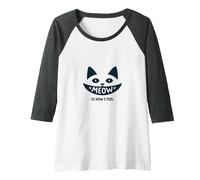 Meow is How I Feel - Cute Cat Face Design for Cat Lovers Raglan Baseball Tee, Women, Dark Heather/White, XL