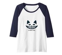 Meow is How I Feel - Cute Cat Face Design for Cat Lovers Raglan Baseball Tee, Women, Navy/White, M