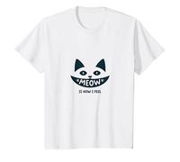 Meow is How I Feel - Cute Cat Face Design for Cat Lovers T-Shirt, Kids, White, 4 Years