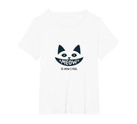 Meow is How I Feel - Cute Cat Face Design for Cat Lovers T-Shirt, Women's Plus, White, 3X