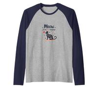 Meow is My Love Language Cat Lover Gift Raglan Baseball Tee, Men, Navy/Athletic Heather, S