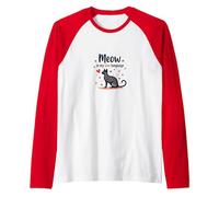 Meow is My Love Language Cat Lover Gift Raglan Baseball Tee, Men, Red/White, S