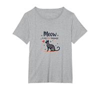 Meow is My Love Language Cat Lover Gift T-Shirt, Women's Plus, Heather Grey, 2X