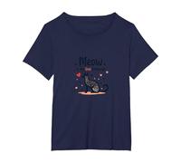 Meow is My Love Language Cat Lover Gift T-Shirt, Women's Plus, Navy, 6X