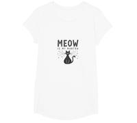 Meow is My Mantra Cat Lover Paw T-Shirt, Girls, White, Small