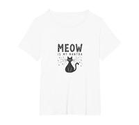 Meow is My Mantra Cat Lover Paw T-Shirt, Women's Plus, White, 6X