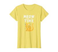 Meow is Not The Time: Whimsical Cat Clock T-Shirt, Women, Lemon, M