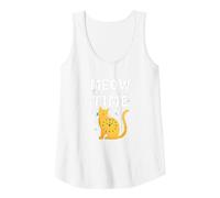 Meow is Not The Time: Whimsical Cat Clock Tank Top, Women, White, M