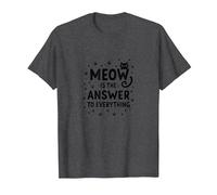 Meow is The Answer to Everything Cat Lover T-Shirt, Men, Dark Heather Grey, L
