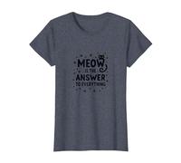 Meow is The Answer to Everything Cat Lover T-Shirt, Women, Heather Blue, XS