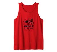Meow is The Answer to Everything Cat Lover Tank Top, Men, Red, M