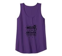 Meow is The Answer to Everything Cat Lover Tank Top, Women, Purple, M
