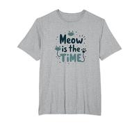Meow is The Time Cat Lover Graphic T-Shirt, Men's Big and Tall, Heather Grey, 5X Tall