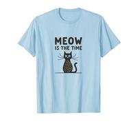 Meow is The Time Cat Lover Whimsical Pet Humor T-Shirt, Men, Baby Blue, L