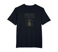Meow is The Time Cat Lover Whimsical Pet Humor T-Shirt, Men's Big and Tall, Black, 4X Tall