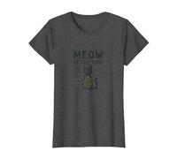 Meow is The Time Cat Lover Whimsical Pet Humor T-Shirt, Women, Dark Heather Grey, 3XL