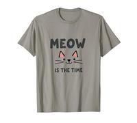 Meow is The Time: Cute Cat Face for Feline Lovers T-Shirt, Men, Slate, S