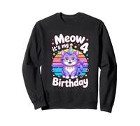Meow its my 4 Birthday Purple Cat Rainbow Sweatshirt