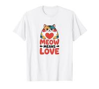 Meow Means Love Cat Illustration T-Shirt