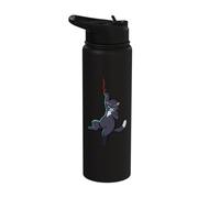 Meow Meow Peow Peow Cats Hanging Scratching Cat Stainless Steel Insulated Water Bottle