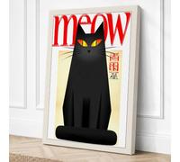 Meow Minimalist Canvas Wall Art Print 18x12 Inch