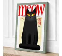 Meow Minimalist Canvas Wall Art Print 18x12 Inch