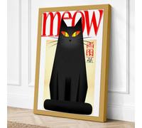 Meow Minimalist Canvas Wall Art Print 18x12 Inch