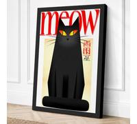 Meow Minimalist Canvas Wall Art Print 36x24 Inch