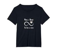 Meow or Never: Cat Lovers Infinity, cat T-Shirt, Women's Plus, Black, 1X