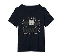 Meow or Never: Cute Cat Paw Print Design for Pet Lovers T-Shirt, Women's Plus, Black, 1X