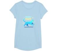 Meow Power: Cosmic Cat Adventure Graphic T-Shirt, Girls, Baby Blue, XS