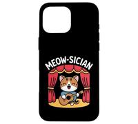 Meow Sician Funny Cat Guitarist Musician Case for iPhone 16 Pro Max