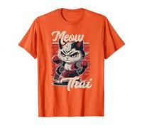 Meow Thai Fighter Cat Muay Thai Boxing Cat T-Shirt, Men, Orange, X-Large