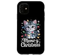Meow Y Christmas Cute Kitten With Holiday Lights Case for iPhone 11
